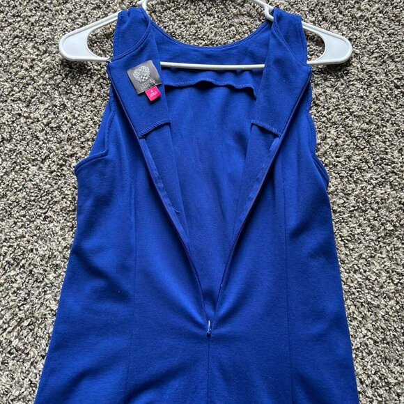 Blue Scalloped Edge Sleeveless Dress, Blue Bridesmaid Dress, Monochrome Dress - Picture 2 of 8